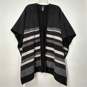 New Ike Behar Reversible Wrap - Cape - Poncho • One Size • Black